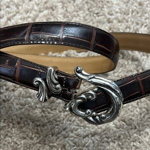 Brighton  Brown Leather Mock Croc Belt with Silver Buckle Sz Women’s 2x